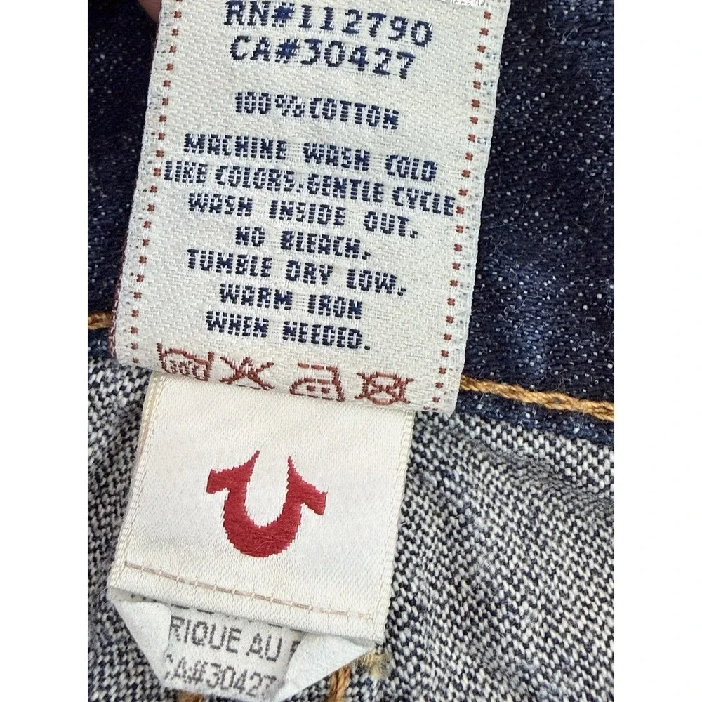 TRUE RELIGION Mens Jeans Billy BIG T Heritage Pockets RARE 36 x 32 Dark Wash
